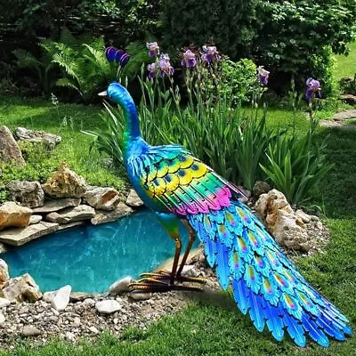 Peacock Statue Garden Decor Metal Peacock Yard Art Lawn Decoration Outdoor • $44.99