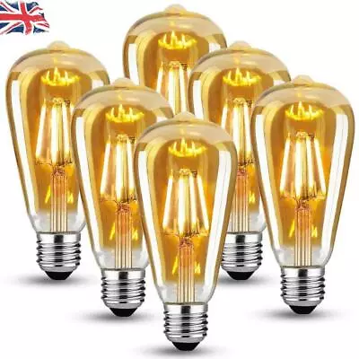 LED Edison Bulb Vintage Light Bulb Dimmable 4W E27 LED Bulbs ST64 4W 6 Pack UK • £11.89