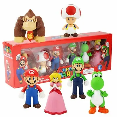 Super Mario Bros Action Figure Toys Dolls Luigi Yoshi Mushroom Kid Birthday Gift • £8.69
