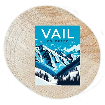 $24.84 • Buy Vail Colorado Souvenir Coaster Wooden 3.5 X 3.5 Inch White