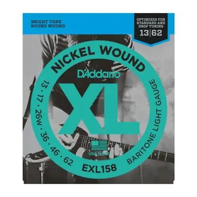 D'Addario EXL158 Nickel Wound Electric Guitar Strings Baritone Light 13-62 • $11.99