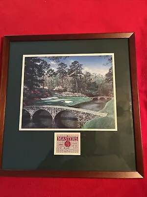 1986 Masters Badge Jack Nicklaus Final Major. Framed With 12th Hole Painting. • $600