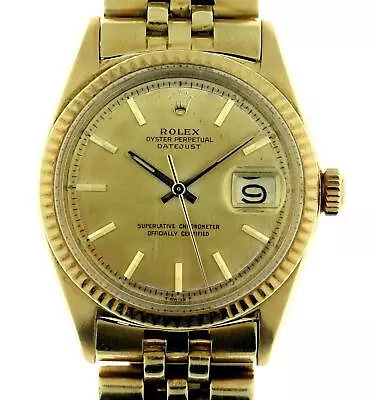 1967 Vintage Rolex Datejust 1601 Solid 14kt Yellow Gold With Original Bracelet • $9995