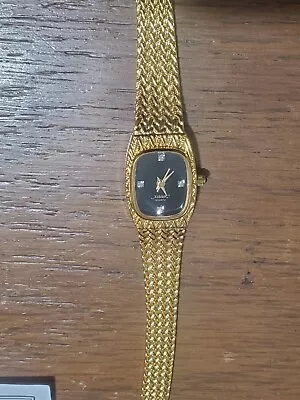 Xavier  Womens Quartz Genuine Diamonds Gold Watch  1980's Vintage • $45