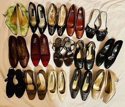 Huge Lot Vintage Womens Shoes Heels Magdesians Naturalizer Selby 60s 70s 80s • $49.99