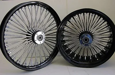 DNA BLACK MAMMOTH FAT 52 SPOKE WHEELS 21x3.5 18x5.5 HARLEY CROSSBONES • $1489.95