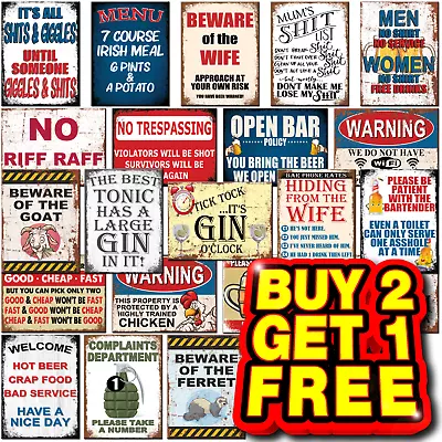 £4.95 • Buy Funny Metal Signs Retro Wall Plaque House Garage Shed Cave Joke Novelty Gifts