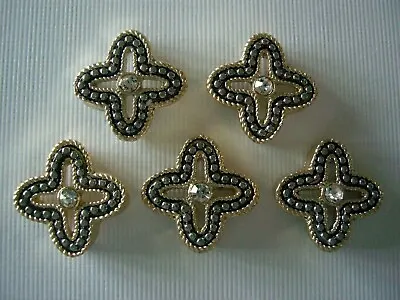2 Hole Slider Beads Beaded Clover Silver In Gold Setting #5 • $4.95