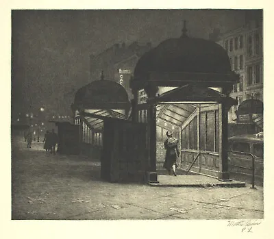 Martin Lewis - Late Traveler New York City Subway (1930) Signed - 17 X22  Print • $79.99