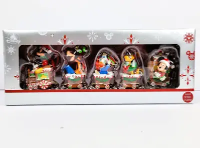 Disney Mickey And Friends Gingerbread Train Christmas Ornament Set Of 5 NEW • $61.95