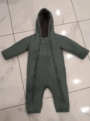Baby 9-12 Months Khaki Snow Suit Winter All In One • £0.99