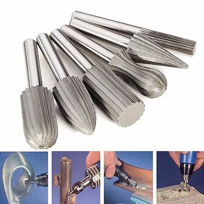 6pcs 6mm 1/4  Rotary Burr Set HSS Rotary Files For Metal Plastic Wood Grinding • $10.27