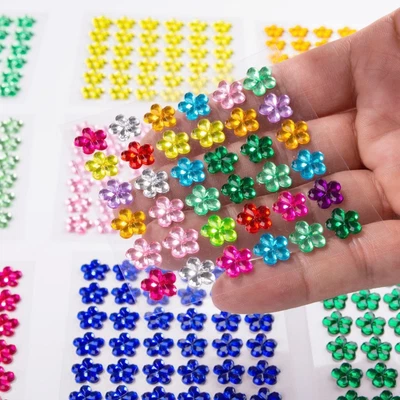 £2.19 • Buy 10mm 36PCS Big FLOWER Self Adhesive Diamante Individual Gem Sticker Card Craft