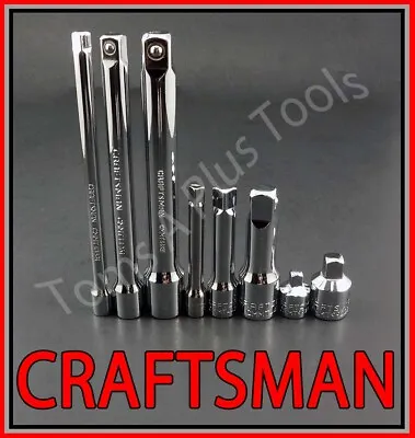 CRAFTSMAN TOOLS 8pc 1/4 3/8 1/2 Ratchet Wrench Socket Extension Adapter Set • $25.19