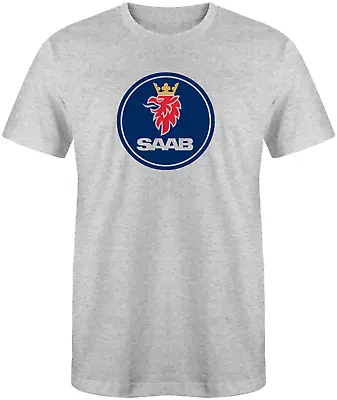 SAAB Vintage Car Logo Light Grey 50/50 T-Shirt - Sizes S-XL • $14.99