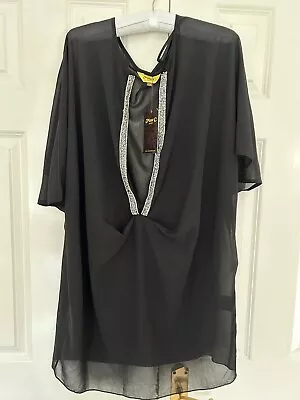 MAX C LONDON Beautiful Black Embellished Beach Cover Up  Size S/M • £16.71