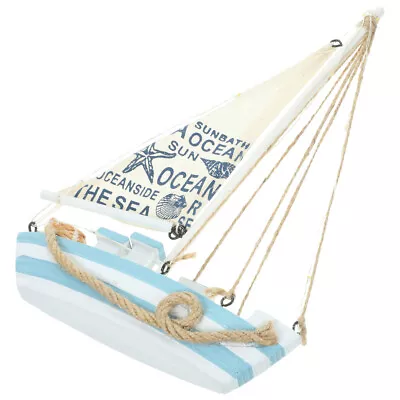  LED Nautical Sailboat Ornament Mediterranean Sailboat Decor Wooden Sailing Ship • £13.15