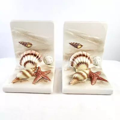 Otagiri 3D Sea Shell Porcelain Bookends Japan 6  X 4.5  X 5  Nautical • $14.99