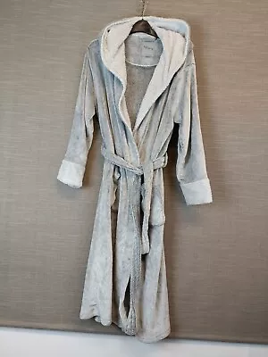 Kate Morgan Dressing Gown Size 12-14 Grey Plush Soft With Hood & Belt Comfort • £7.95