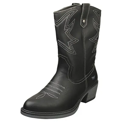 Mustang Low Heel Cowboy Womens Black Ankle Boots - 6.5 US • $59.14