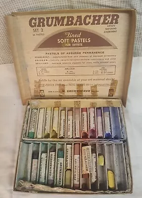 Vintage Grumbacher 24 Assorted Soft Pastels Set No. 2 In Original Box • $9.99