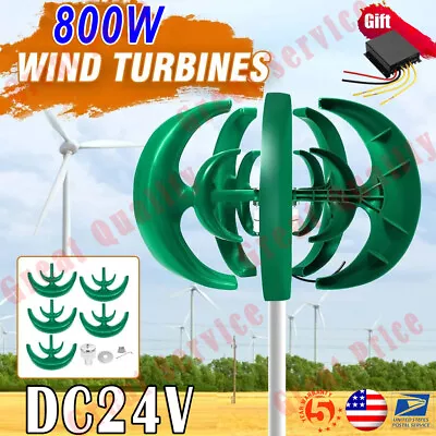 800W Vertical Axis Wind Power Turbine Generator 24V Controller Home Windmill Kit • $255.25