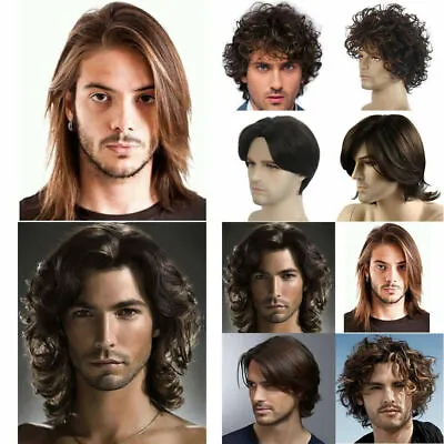 £8.86 • Buy Mans Long Natural Curly Wavy Wig Hair Layered Fringe Cosplay Fancy Full Wigs, UK