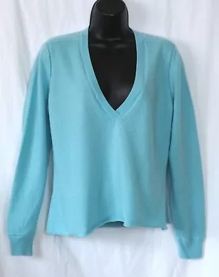 MAGASCHONI Blue Cashmere VNck Swtr Waist Length 37 In Chest 21.5 In Lng Sz L EXC • $32.99