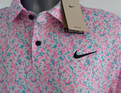 Nike Dri-FIT Camo Golf Tour Polo Men's Medium Pink Blue White New DR5306 663 • $60