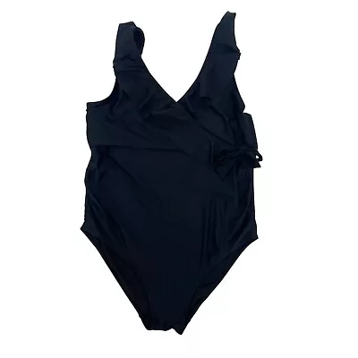 Kindred Bravely Nursing & Maternity One Piece Faux Wrap Swimsuit XL Black • $25