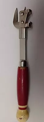 VINTAGE RED WOOD HANDLE CAN OPENER Made In USA About 8  Long  • $19.99