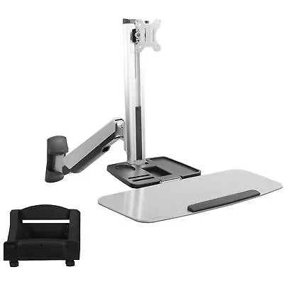 USED Single Monitor & Keyboard Sit-Stand Wall Mount Standing Workstation • $108.99