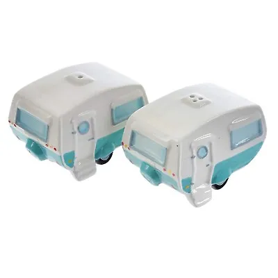 Ceramic Caravan Shaped Salt And Pepper Herb Spice Condiments Shaker Miller Set • £8.95