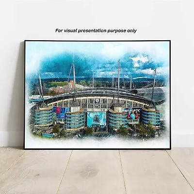 Etihad Stadium Art Manchester City Football Poster Print • £10.71