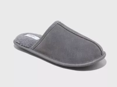 Men's Alex Scuff Slide Leather Slippers Gray - Goodfellow & Co - SIZE S (7/8) • $19.99