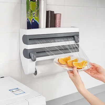 £14.94 • Buy Kitchen Cling Film Tin Foil Dispenser Paper Towel Roll Holder Wall Mounted Rack