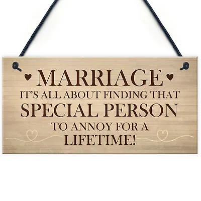 Marriage Gift For Husband Wife Funny Wedding Anniversary Gift Wedding Plaque • £3.99
