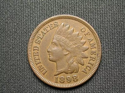 OLD COIN SALE!! AU 1898 INDIAN HEAD CENT PENNY W/ DIAMONDS & FULL LIBERTY #138 • £94.78