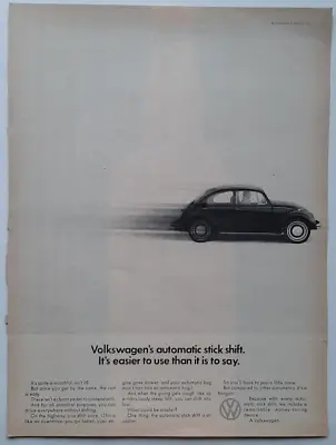 1968 Volkswagen Bug Original Beetle Advertising Ad - Automatic Stick Shift Easy • $5.95