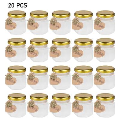 20X Small Glass Jam Jars Airtight Honey Chutney Jelly Storage Preserve Bottles • £11.94