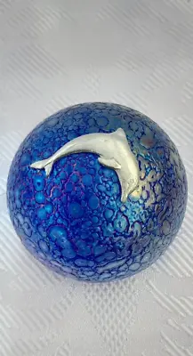 £22 • Buy Heron Glass Blue Paperweight Dolphin - 6 Cm, Gift Box - Hand Made In Cumbria, UK