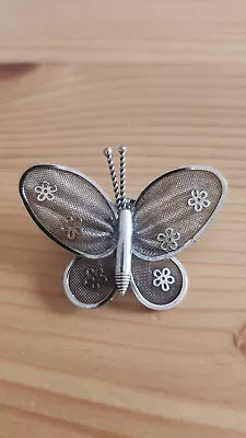 RARE: Vintage Sterling Silver Butterfly Brooch/Pendant. Beautiful Wings Details • $140