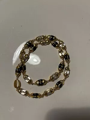 Vintage Swan Signed Swarovski Crystal 24” Necklace Black & Clear • $65
