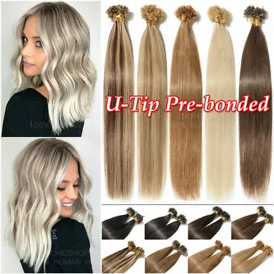 Pre Bonded Keratin Fusion Nail U Tip 100% Real Remy Human Hair Extensions100-200 • $73.44