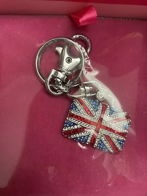 Butler & Wilson BNIB Crystal Union Jack  Keyring Red Silver Blue British Flag • £10