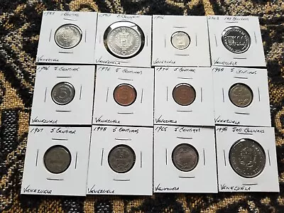 Venezuala : Collection Of 12 Different Circulated Coins - Ii • $1.29