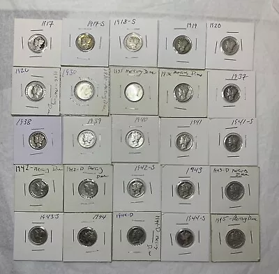 Lot Of 25 – Mixed Date & Mint Silver Mercury Dimes - No Reserve • $29