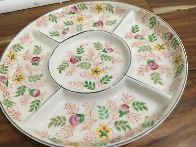 Mikori Ware Japan Serving Plate Floral Hand Painted 1950s Divided 9.5” • $18.24