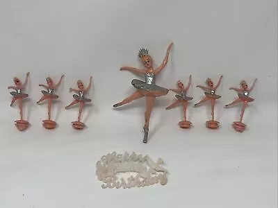 Vintage Ballet Ballerina Cake Top Decorations Pink And Silver • $19.99