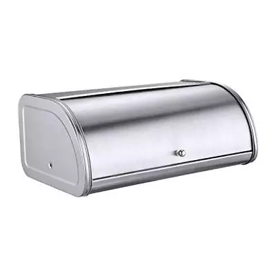 Stainless Steel Bread Box With Roll Up Lid For Easy Kitchen Counter Storage Brea • $52.06